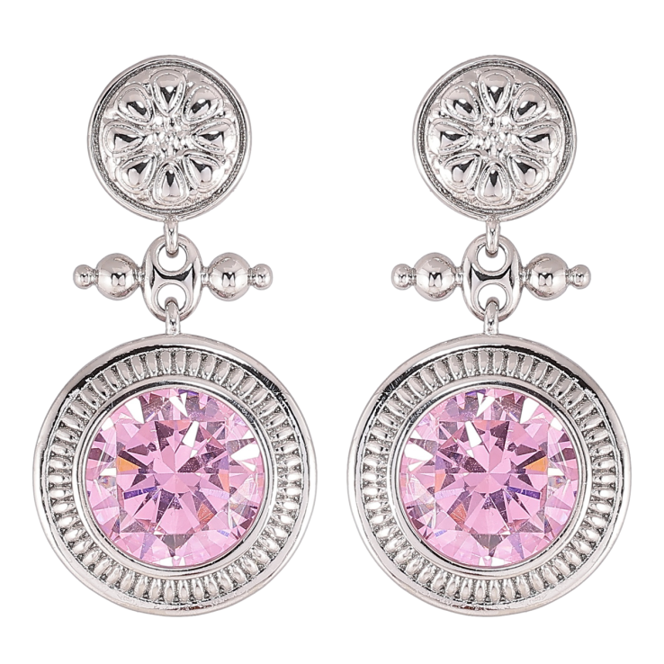 Сережки Xuping Родій пусети «Декоративні підвіски з рожевими фіанітами» фото №24