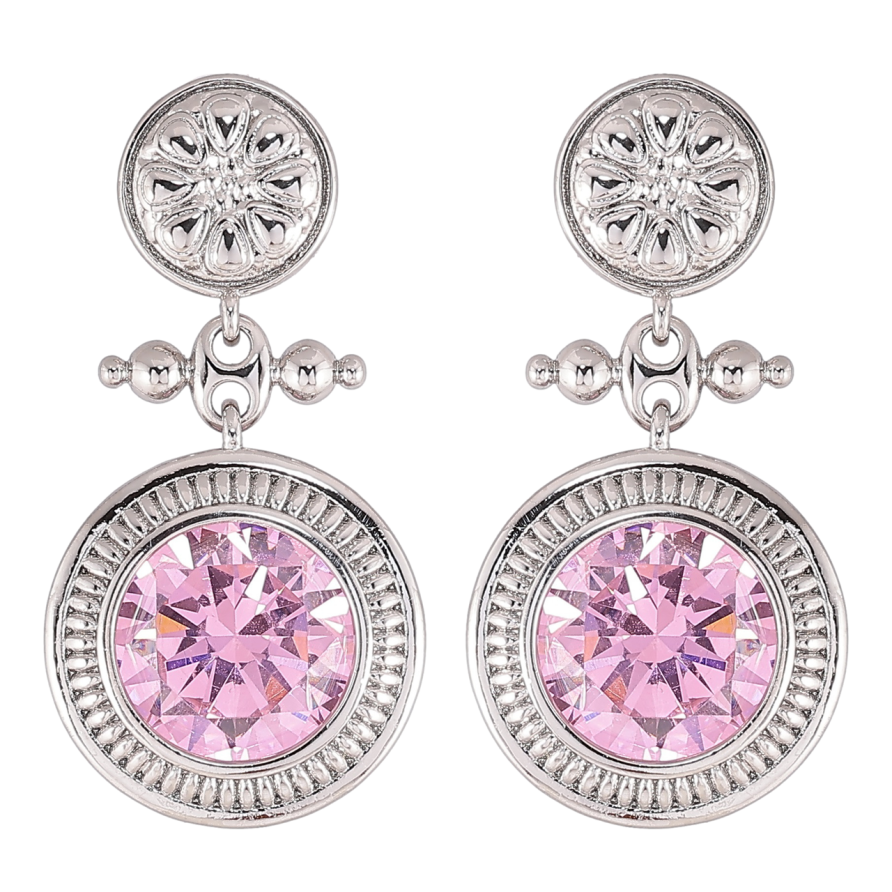 Сережки Xuping Родій пусети «Декоративні підвіски з рожевими фіанітами» фото №1 Сережки Xuping Родій пусети «Декоративні підвіски з рожевими фіанітами» фото №1