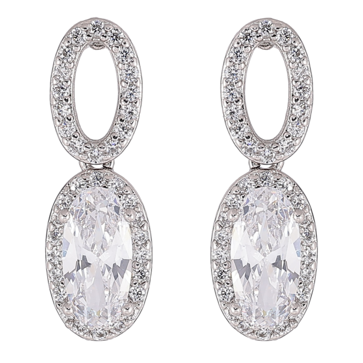 Сережки Xuping Родій пусети «Овальні підвіски з фіанітом і цирконієм» фото №20