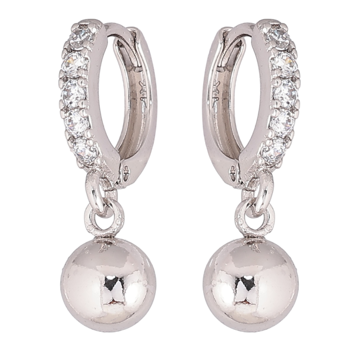 Серьги Xuping Родий подвески на колечках Шарики фото №1