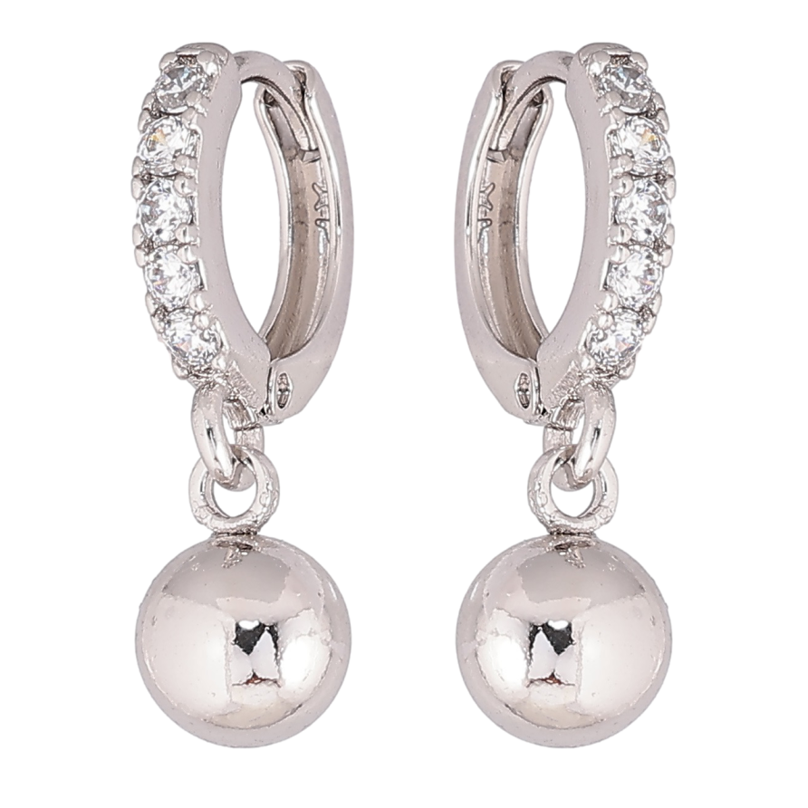 Серьги Xuping Родий подвески на колечках Шарики фото №1