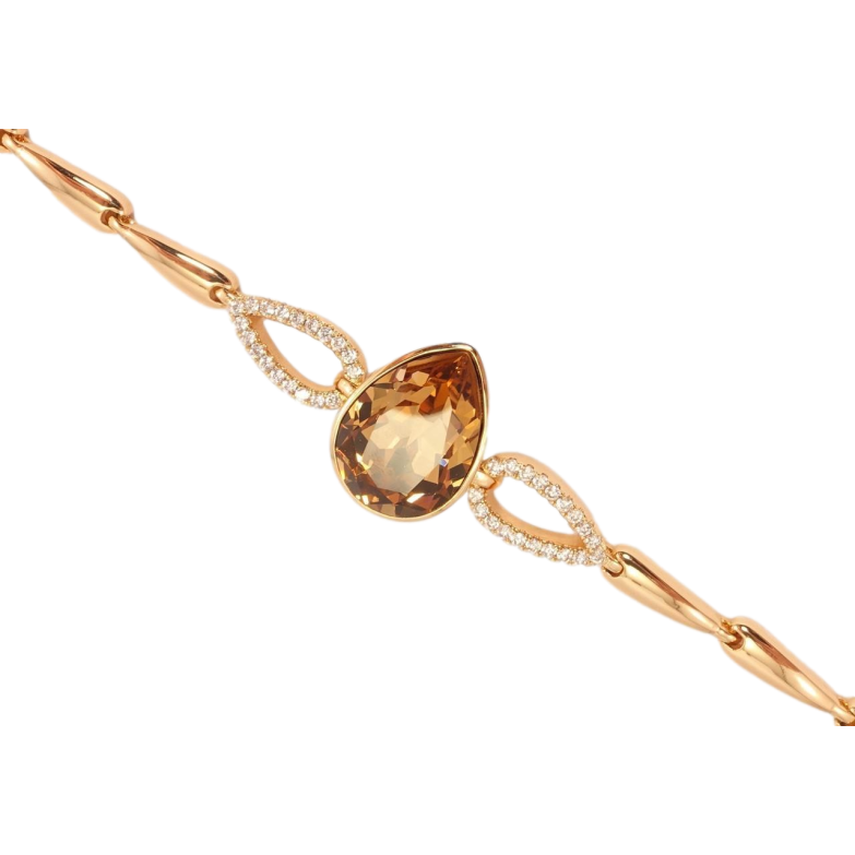 Браслет Xuping цвет 18K с кристаллами Swarovski Кристалл Topaz доп. замок на два размера 16.5,19см фото №1