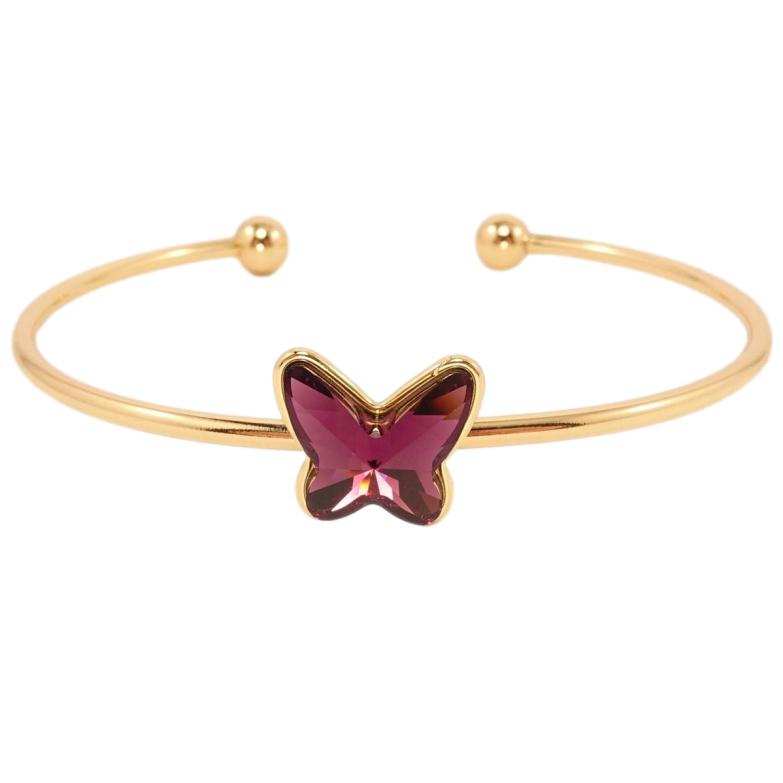 Браслет Xuping цвет 18K с кристаллами Swarovski Кристалл бабочка Burgundy ø 6,5 см фото №1