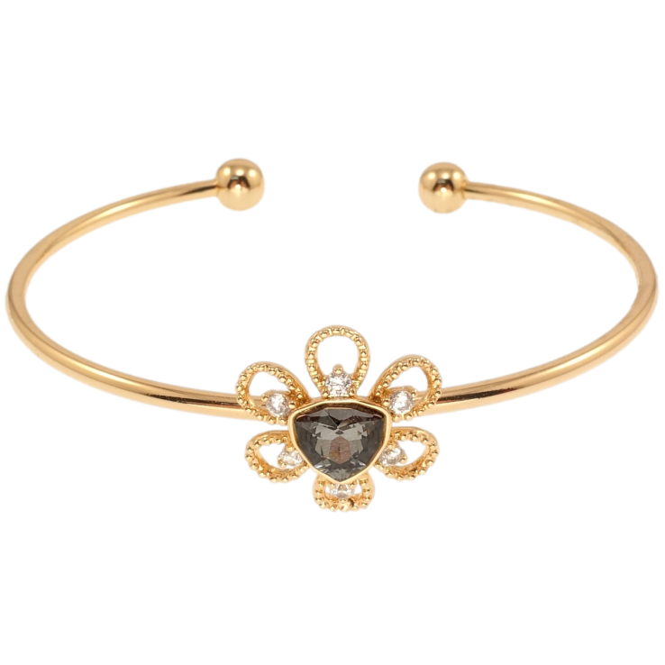 Браслет Xuping цвет 18K с кр-ми Swarovski Цветочек с кристаллом Graphite ø 6см фото №12