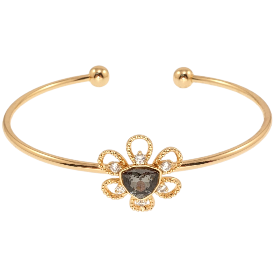 Браслет Xuping цвет 18K с кр-ми Swarovski Цветочек с кристаллом Graphite ø 6см фото №1