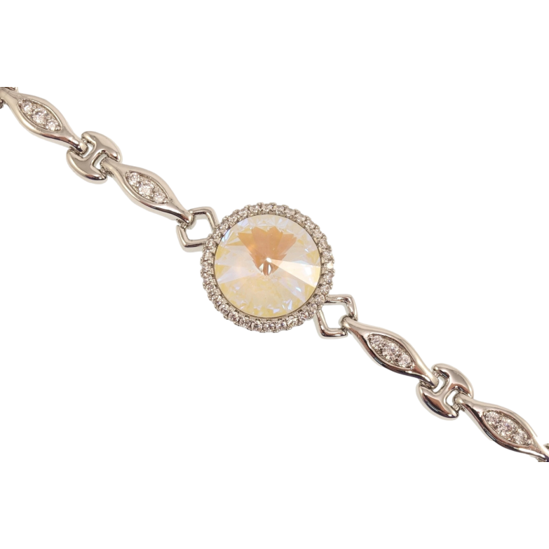 Браслет Xuping цвет Родий с кр-ми Swarovski Sand Opal в обрамлении кристаллов длина с доп.замком 17.5,20см х фото №1