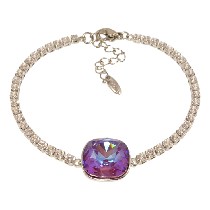 Браслет Xuping цвет Родий с кр-ми Swarovski Дорожка кристаллов с вставкой Burgundy Delite длина 16-19см х фото №16