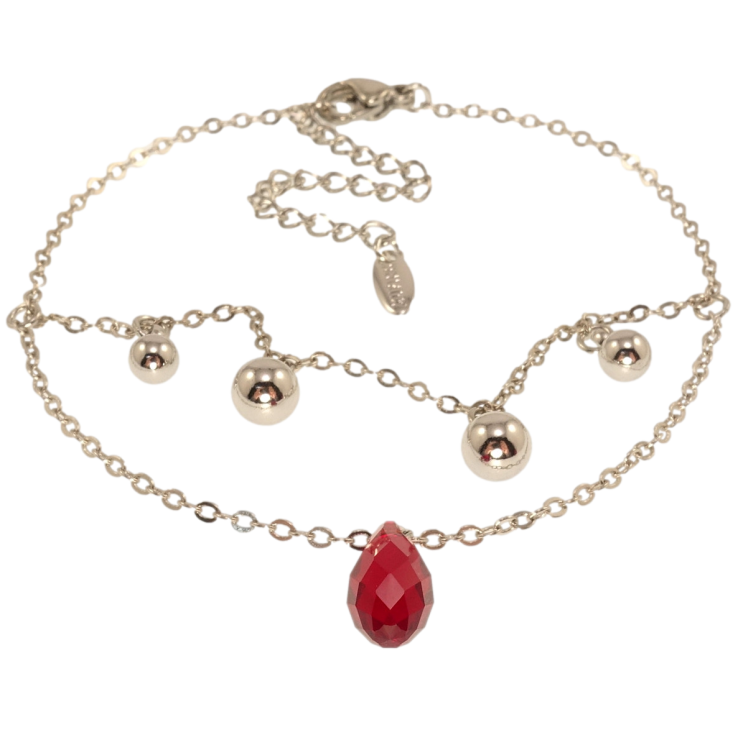 Браслет Xuping цвет Родий с кр-ми Swarovski Якорное плетение с подвесками, кр-лл Siam длина с доп.цеп. фото №6