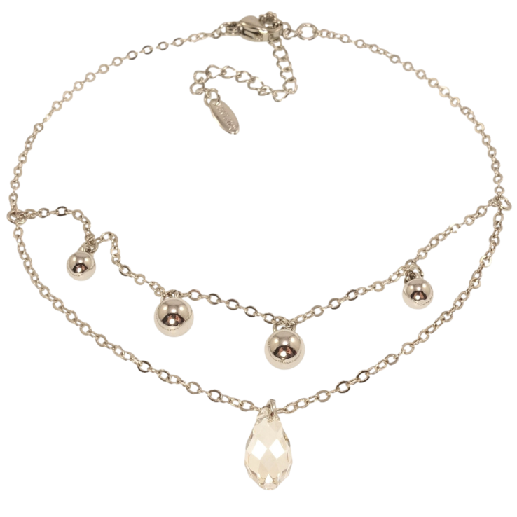 Браслет Xuping цвет Родий с кр-ми Swarovski Якорное плетение с подвесками длина с доп.цеп. 17-22см х 1мм фото №11