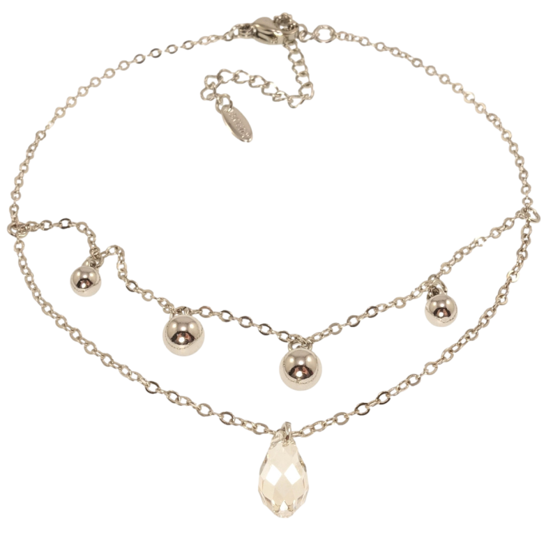 Браслет Xuping колір Родій з кр-ми Swarovski Якірне плетіння з підвісками довжина з доп.цеп. 17-22см х 1мм фото №1