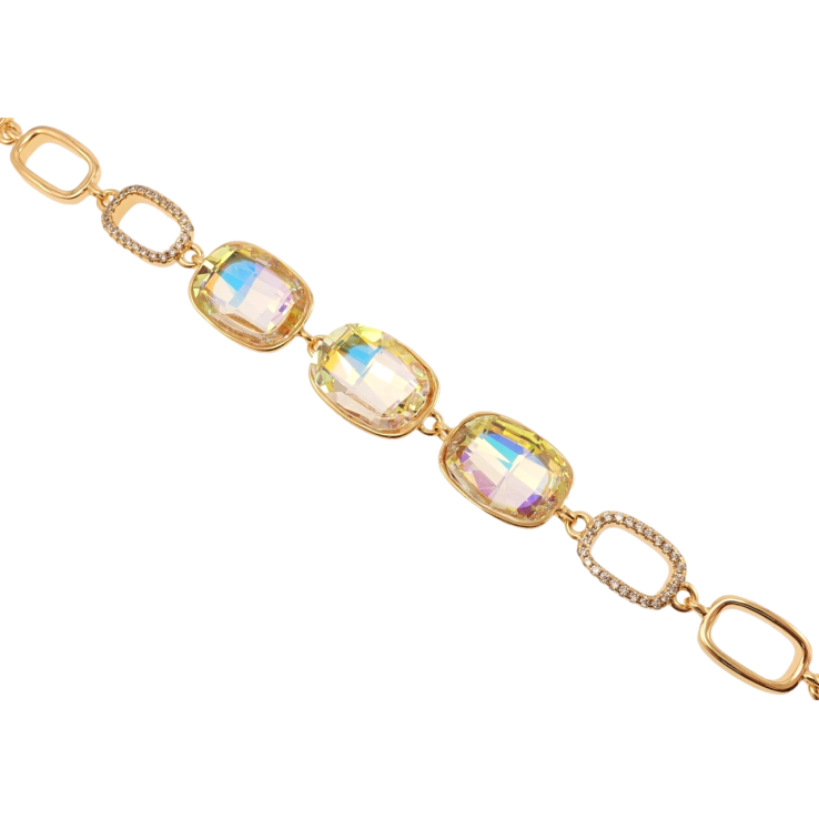 Браслет Xuping цвет 18K с кр-ми Swarovski Три кристалла Vitrail Light длина 16,5см х 8-12мм фото №20