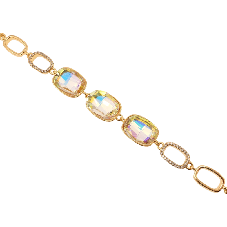 Браслет Xuping цвет 18K с кр-ми Swarovski Три кристалла Vitrail Light длина 16,5см х 8-12мм фото №3