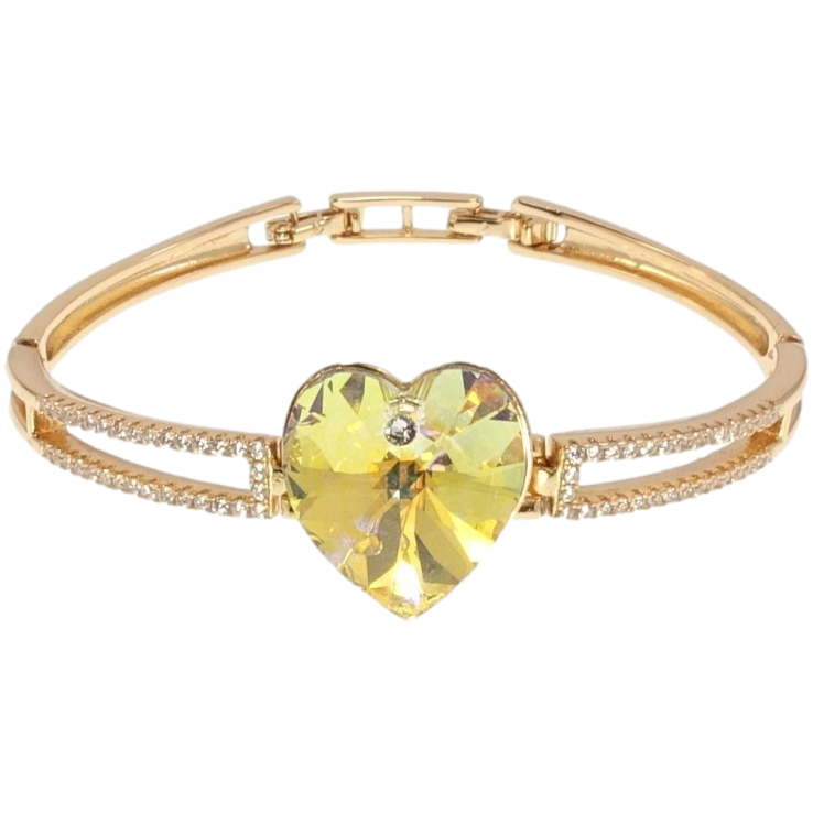 Браслет Xuping цвет 18K с кр-ми Swarovski Сердце Citrine Shimmer дл.с доп.замком 16.5,18см х 4-6мм фото №5