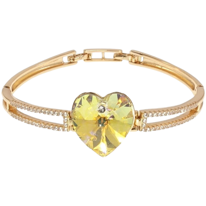 Браслет Xuping цвет 18K с кр-ми Swarovski Сердце Citrine Shimmer дл.с доп.замком 16.5,18см х 4-6мм фото №1