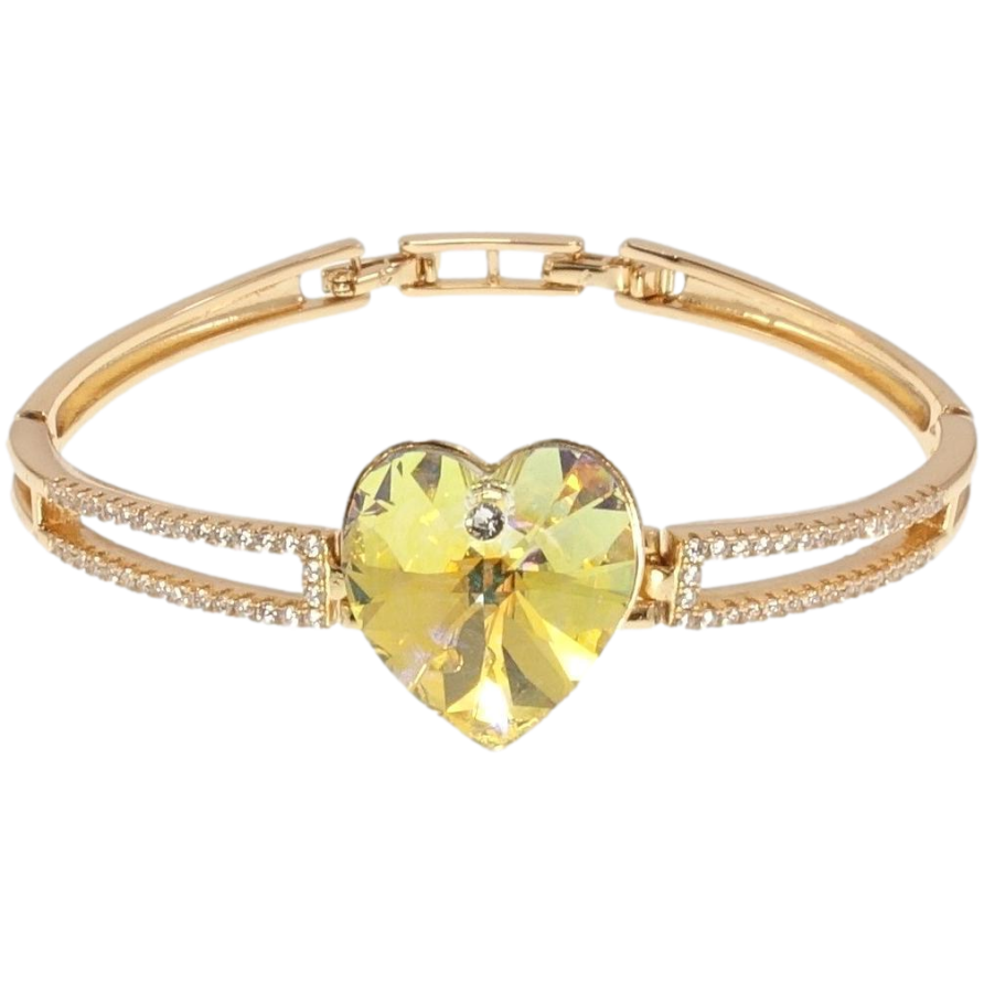 Браслет Xuping цвет 18K с кр-ми Swarovski Сердце Citrine Shimmer дл.с доп.замком 16.5,18см х 4-6мм фото №1