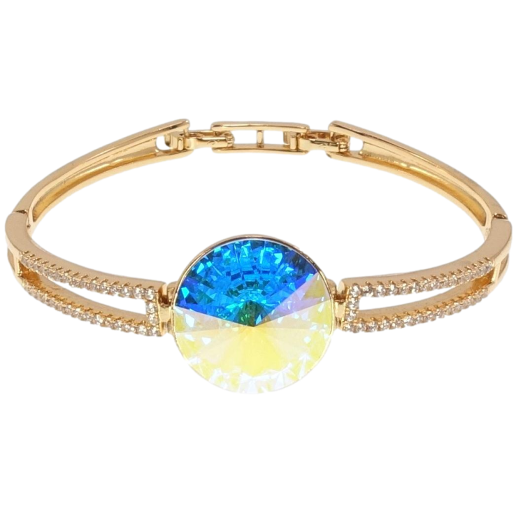 Браслет Xuping колір 18K з кр-ми Swarovski Кристал АВ ø 18мм дл.з доп.замком 16.5,18см х 4-6мм фото №9