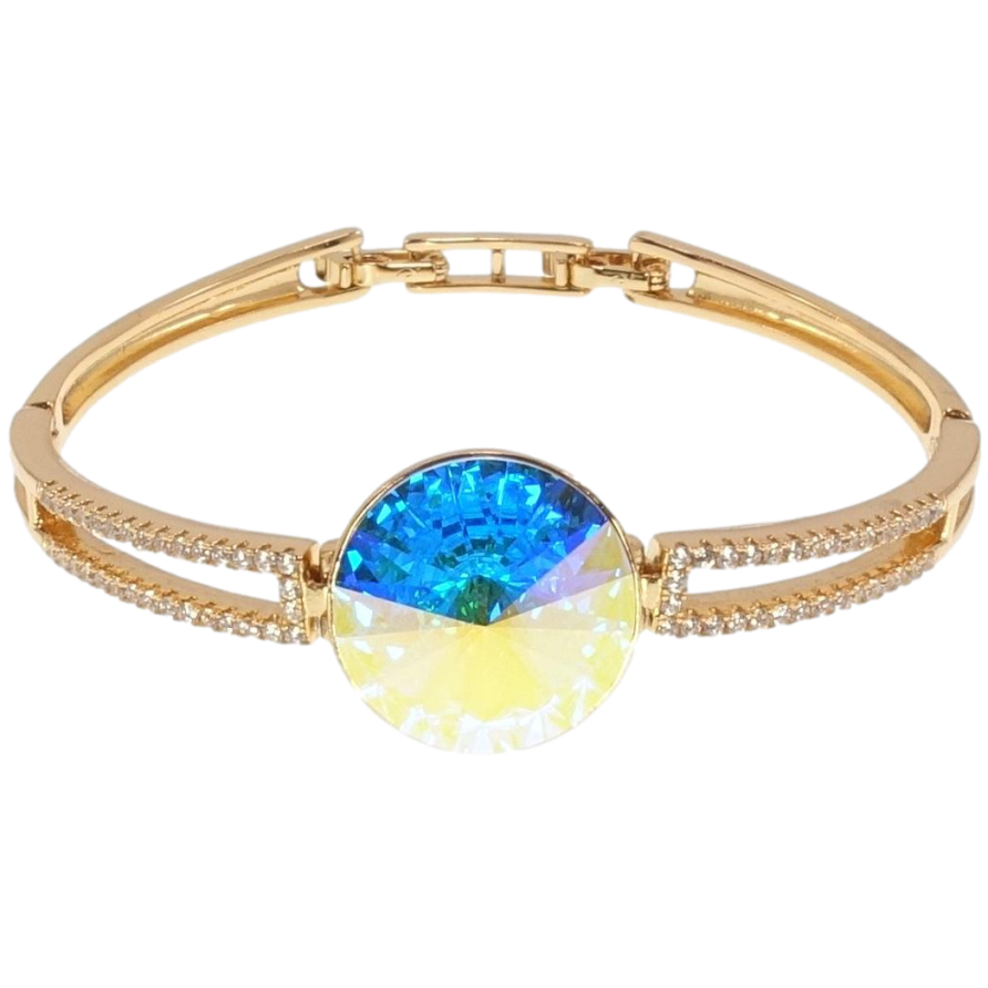 Браслет Xuping колір 18K з кр-ми Swarovski Кристал АВ ø 18мм дл.з доп.замком 16.5,18см х 4-6мм фото №1