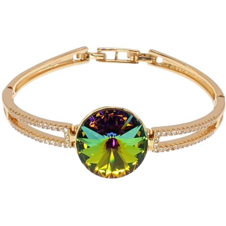 Браслет Xuping цвет 18K с кр-ми Swarovski Кристалл Vitrail Medium ø 18мм дл.с доп.замком 16.5,18см фото №3