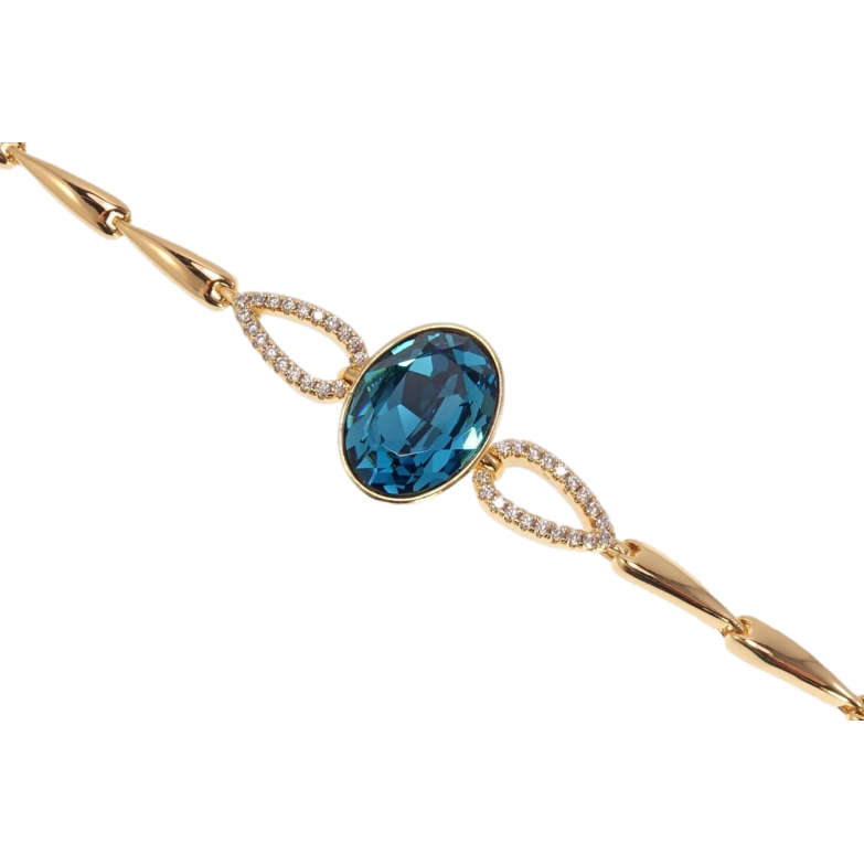 Браслет Xuping цвет 18K с кр-ми Swarovski Кристалл Blue Zircon дл.с доп.замком 16.5,19см х 5-8мм фото №1