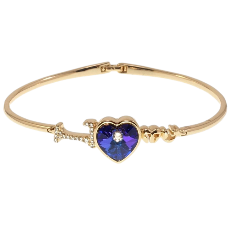 Браслет Xuping цвет 18K с кр-ми Swarovski Love с кристальным сердцем Majestic Blue ø 6,5см фото №18