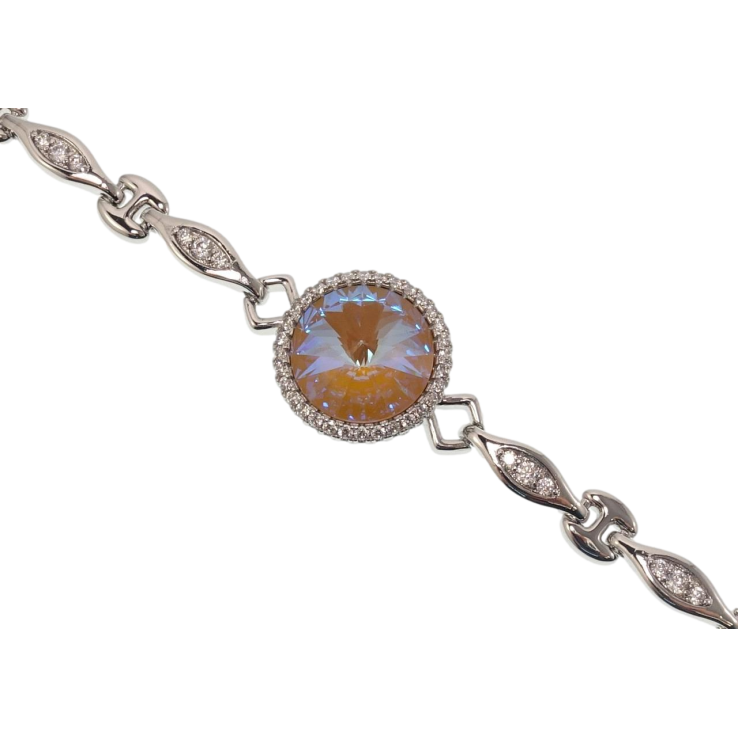 Браслет Xuping цвет Родий с кр-ми Swarovski Кристалл Cappuccino Delite ø 18мм длина с доп.замком 17.5,20см фото №14