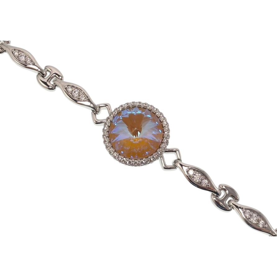 Браслет Xuping цвет Родий с кр-ми Swarovski Кристалл Cappuccino Delite ø 18мм длина с доп.замком 17.5,20см фото №1