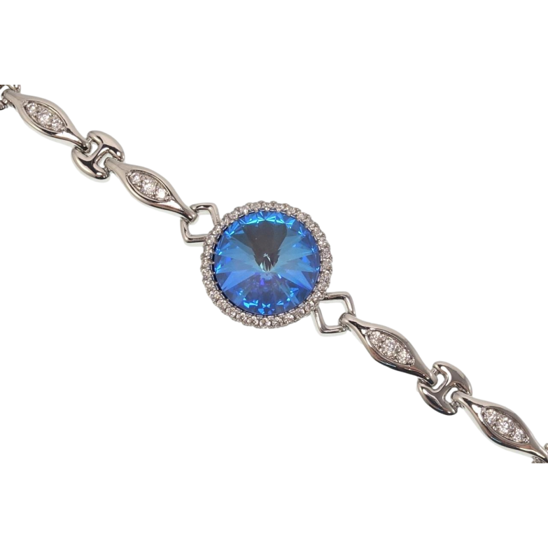 Браслет Xuping цвет Родий с кр-ми Swarovski Кристалл Ocean Delite ø 18мм длина с доп.замком 17.5,20см х фото №1