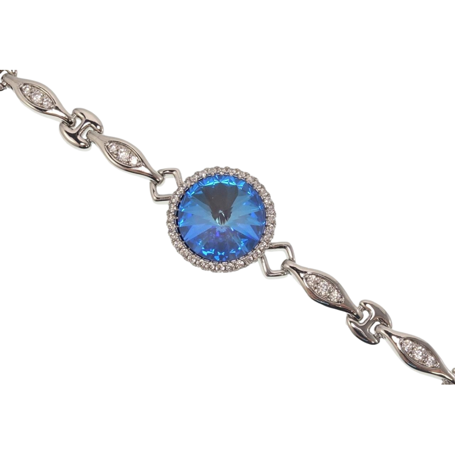 Браслет Xuping цвет Родий с кр-ми Swarovski Кристалл Ocean Delite ø 18мм длина с доп.замком 17.5,20см х фото №1