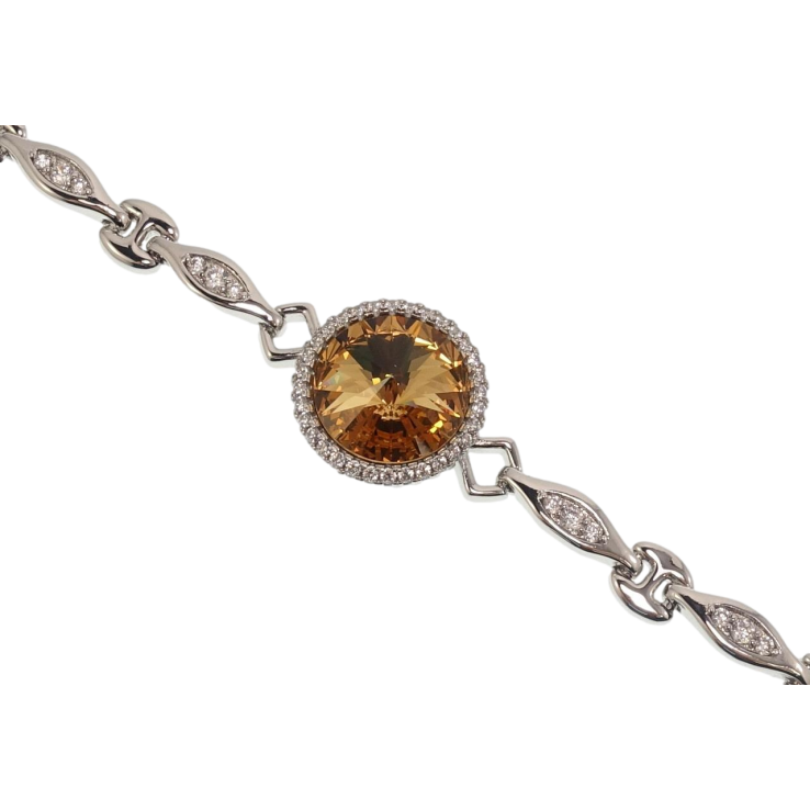 Браслет Xuping цвет Родий с кр-ми Swarovski Кристалл Smoked Topaz ø 18мм длина с доп.замком 17.5,20см х фото №22
