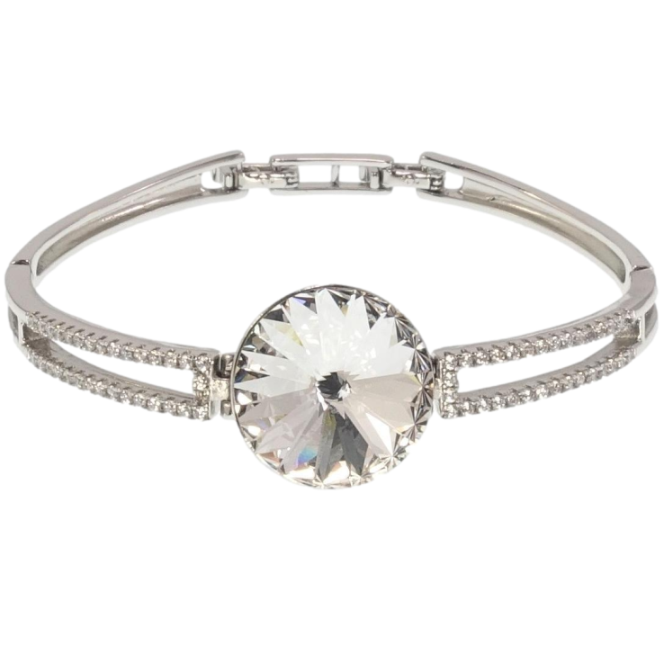 Браслет Xuping цвет Родий с кр-ми Swarovski Кристалл Clear ø 18мм длина с доп.замком 16.5,18см х 4-6мм фото №8