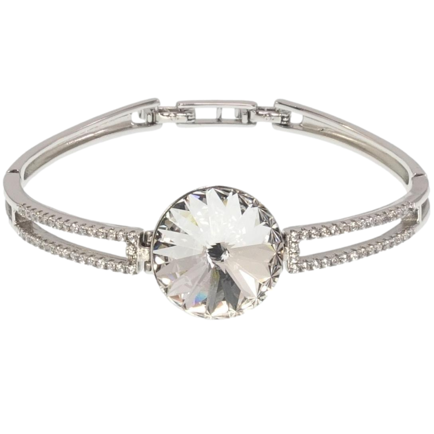 Браслет Xuping цвет Родий с кр-ми Swarovski Кристалл Clear ø 18мм длина с доп.замком 16.5,18см х 4-6мм фото №1