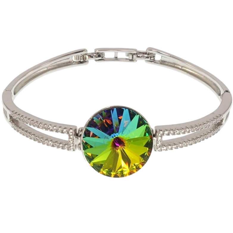 Браслет Xuping цвет Родий с кр-ми Swarovski Кристалл Vitrail Medium ø 18мм длина с доп.замком 16.5,18см х фото №1