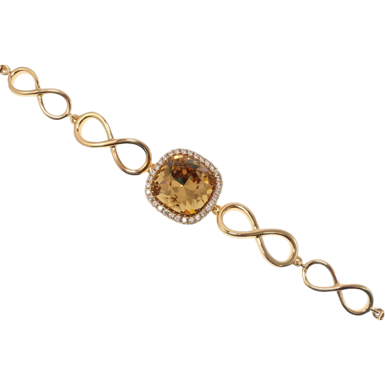 Браслет Xuping цвет 18K с кр-ми Swarovski Кристалл Topaz длина с доп.замком 17,19см х 6-8мм фото №1