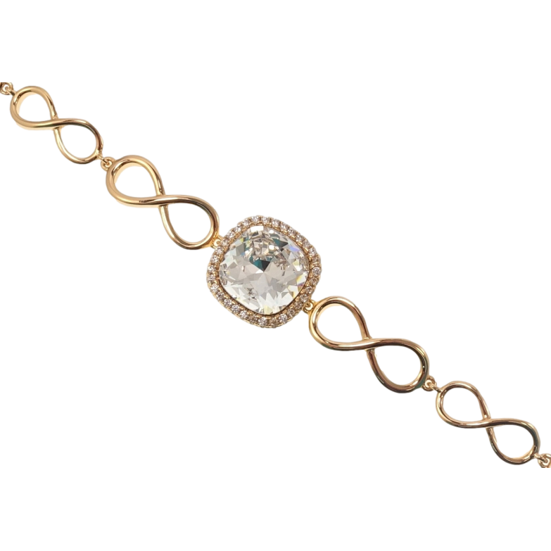 Браслет Xuping цвет 18K с кр-ми Swarovski Кристалл Clear длина с доп.замком 17,19см х 6-8мм фото №1