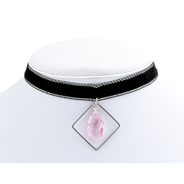 Кулон Xuping колір Родій із кр-ми Swarovski на чокері Кристал Light Rose в ромбі дл. 30-38см х 9мм фото №7 Кулон Xuping колір Родій із кр-ми Swarovski на чокері Кристал Light Rose в ромбі дл. 30-38см х 9мм фото №7