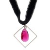 Кулон Xuping колір Родій із кр-ми Swarovski на чокері Кристал Fuchsia в ромбі дл. 30-39см х 9мм фото №2 Кулон Xuping колір Родій із кр-ми Swarovski на чокері Кристал Fuchsia в ромбі дл. 30-39см х 9мм фото №2