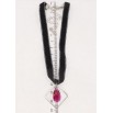 Кулон Xuping колір Родій із кр-ми Swarovski на чокері Кристал Fuchsia в ромбі дл. 30-39см х 9мм фото №3 Кулон Xuping колір Родій із кр-ми Swarovski на чокері Кристал Fuchsia в ромбі дл. 30-39см х 9мм фото №3