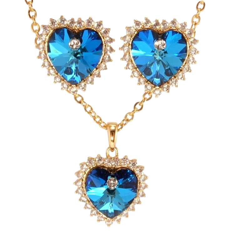 Набір Xuping колір 18K з кр-ми Swarovski Сережки Кулон на ланцюжку Сердечка Capri Blue довжина 40-45см фото №11 Набір Xuping колір 18K з кр-ми Swarovski Сережки Кулон на ланцюжку Сердечка Capri Blue довжина 40-45см фото №11