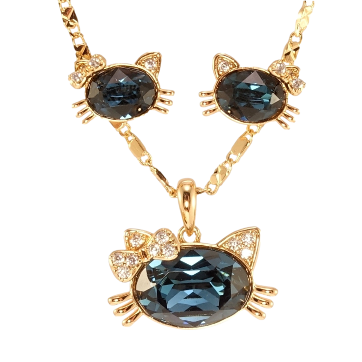 Набір Xuping колір 18K з кр-ми Swarovski Сережки Кулон на ланцюжку Hello Kitty Montana дл. 45-50см х 2мм фото №5 Набір Xuping колір 18K з кр-ми Swarovski Сережки Кулон на ланцюжку Hello Kitty Montana дл. 45-50см х 2мм фото №5