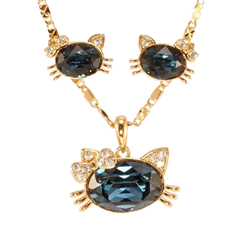 Набір Xuping колір 18K з кр-ми Swarovski Сережки Кулон на ланцюжку Hello Kitty Montana дл. 45-50см х 2мм фото №1 Набір Xuping колір 18K з кр-ми Swarovski Сережки Кулон на ланцюжку Hello Kitty Montana дл. 45-50см х 2мм фото №1