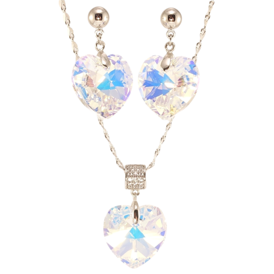 Набір Xuping колір Родій з кр-ми Swarovski Сережки Кулон на ланцюжку Кристали Shimmer довжина 40-45см х 2мм фото №1