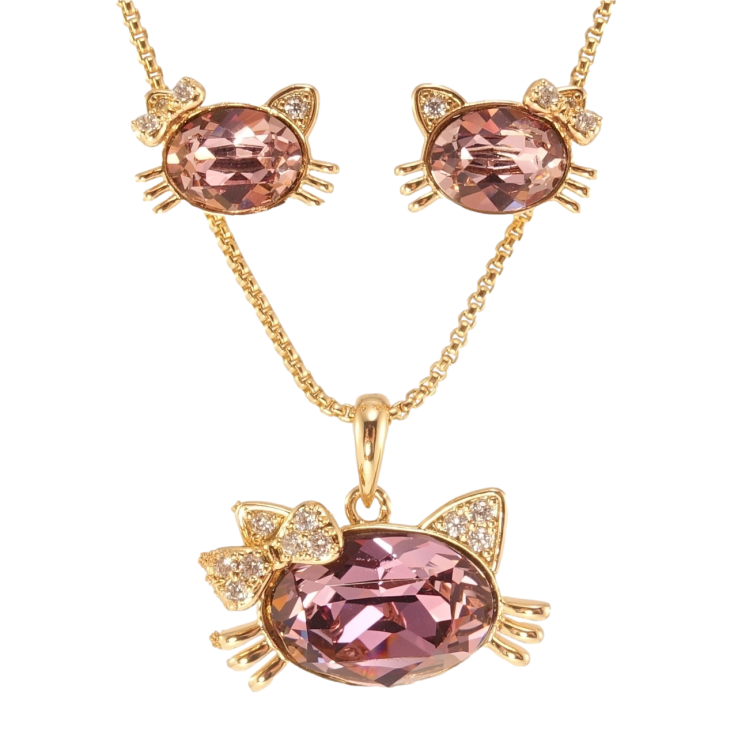 Набір Xuping колір 18K з кр-ми Swarovski Сережки Кулон на ланцюжку Кішки з кристалом Amethyst дл.40-45см фото №21 Набір Xuping колір 18K з кр-ми Swarovski Сережки Кулон на ланцюжку Кішки з кристалом Amethyst дл.40-45см фото №21