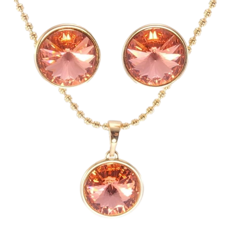 Набір Xuping колір 18K з кр-ми Swarovski Сережки Кулон на ланцюжку Кристали Padparadscha дл.40-45см фото №22
