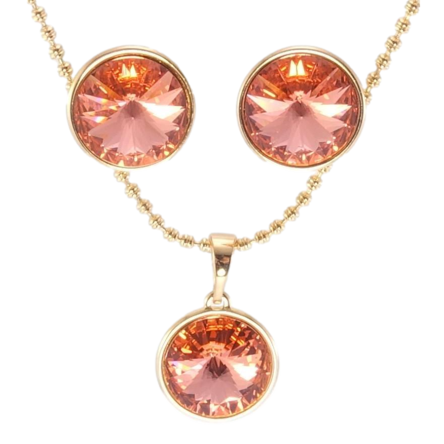 Набір Xuping колір 18K з кр-ми Swarovski Сережки Кулон на ланцюжку Кристали Padparadscha дл.40-45см фото №1