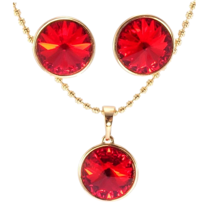 Набір Xuping колір 18K з кр-ми Swarovski Сережки Кулон на ланцюжку Кристали Light Siam дл.40-45см х 2мм фото №19