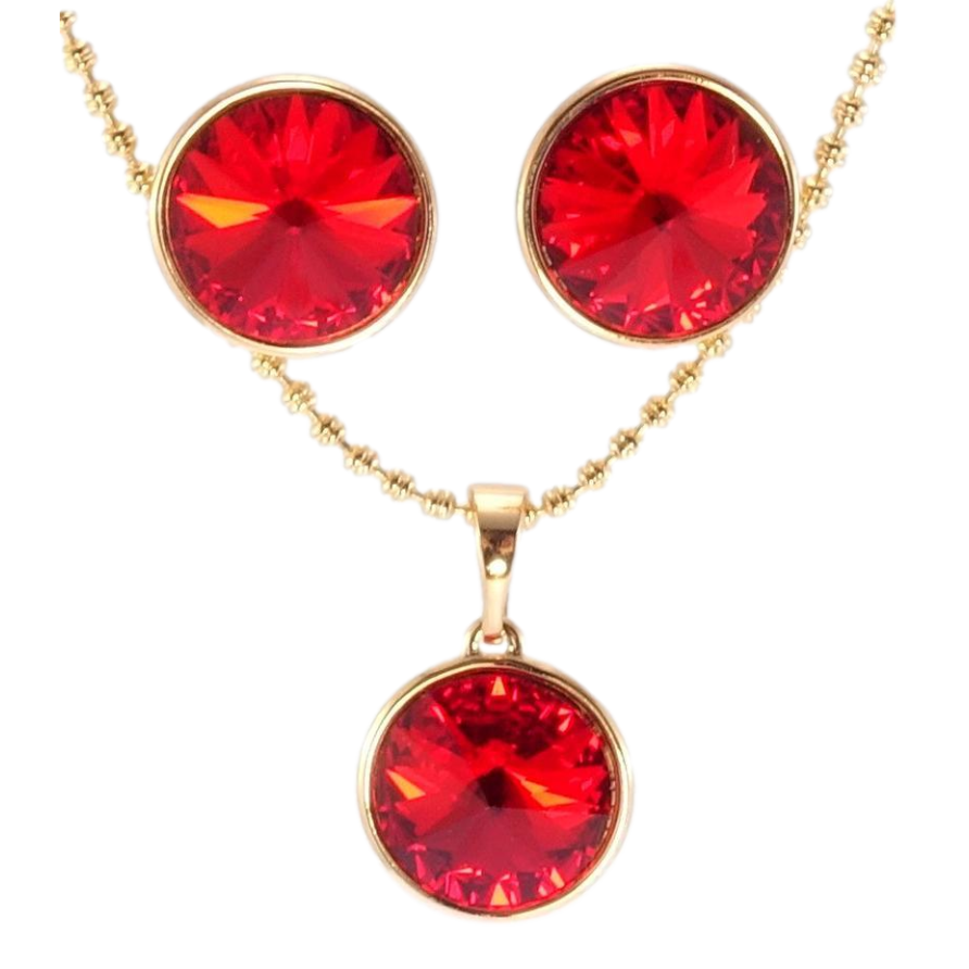 Набір Xuping колір 18K з кр-ми Swarovski Сережки Кулон на ланцюжку Кристали Light Siam дл.40-45см х 2мм фото №1