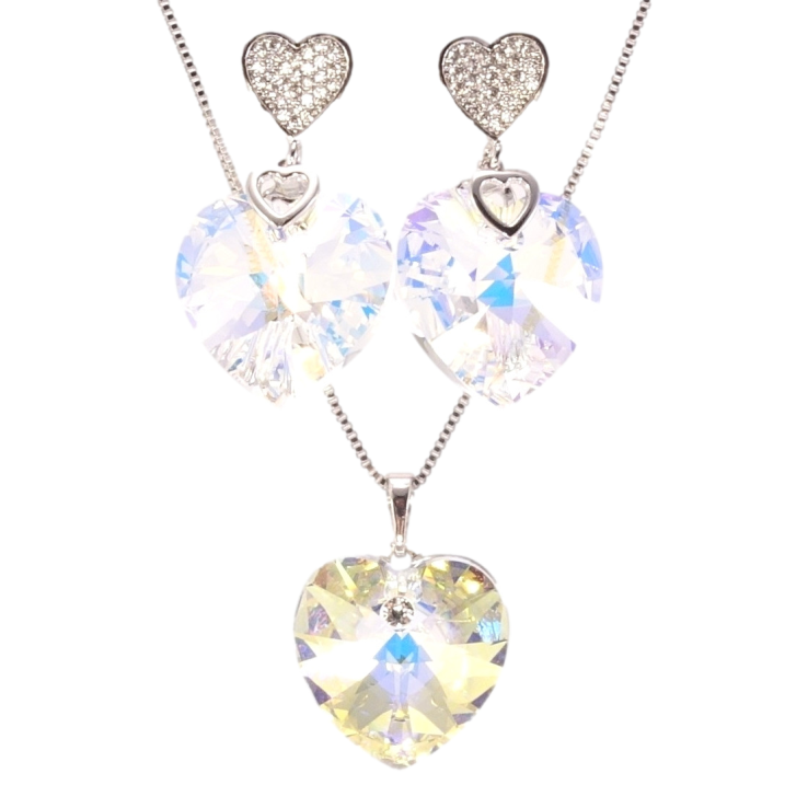 Набір Xuping колір Родій з кр-ми Swarovski Сережки Кулон на ланцюжку Сердечки Shimmer довжина 40-45см х 1мм фото №15 Набір Xuping колір Родій з кр-ми Swarovski Сережки Кулон на ланцюжку Сердечки Shimmer довжина 40-45см х 1мм фото №15