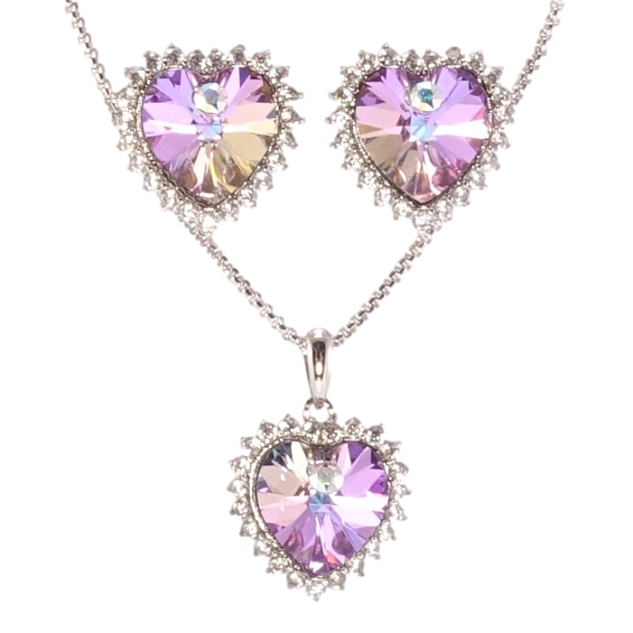 Набір Xuping колір Родій з кр-ми Swarovski Сережки Кулон на ланцюжку Сердечки Paradise Shine довжина 40-45см х 2мм фото №1