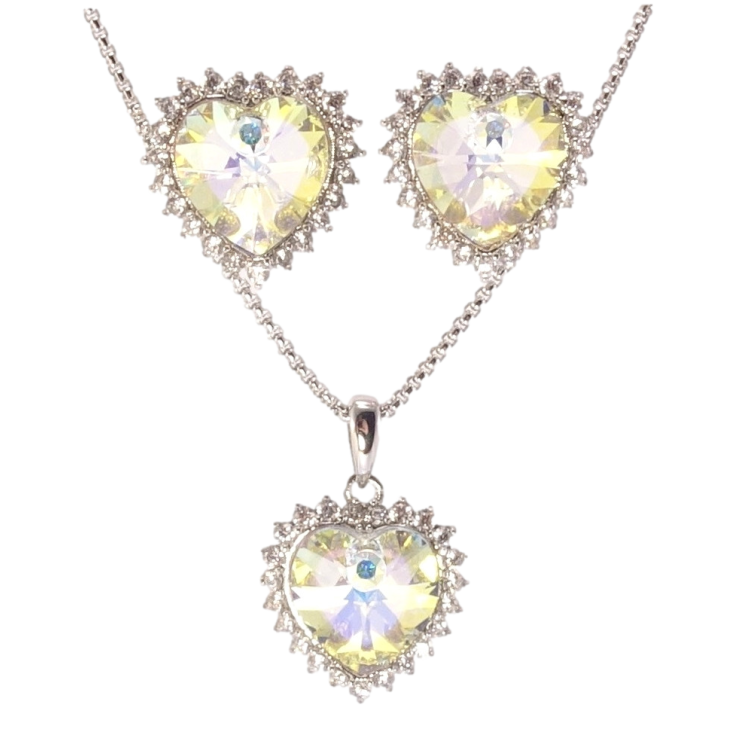 Набір Xuping колір Родій з кр-ми Swarovski Сережки Кулон на ланцюжку Серце Sunshine Delite довжина 40-45см х 2мм фото №8 Набір Xuping колір Родій з кр-ми Swarovski Сережки Кулон на ланцюжку Серце Sunshine Delite довжина 40-45см х 2мм фото №8