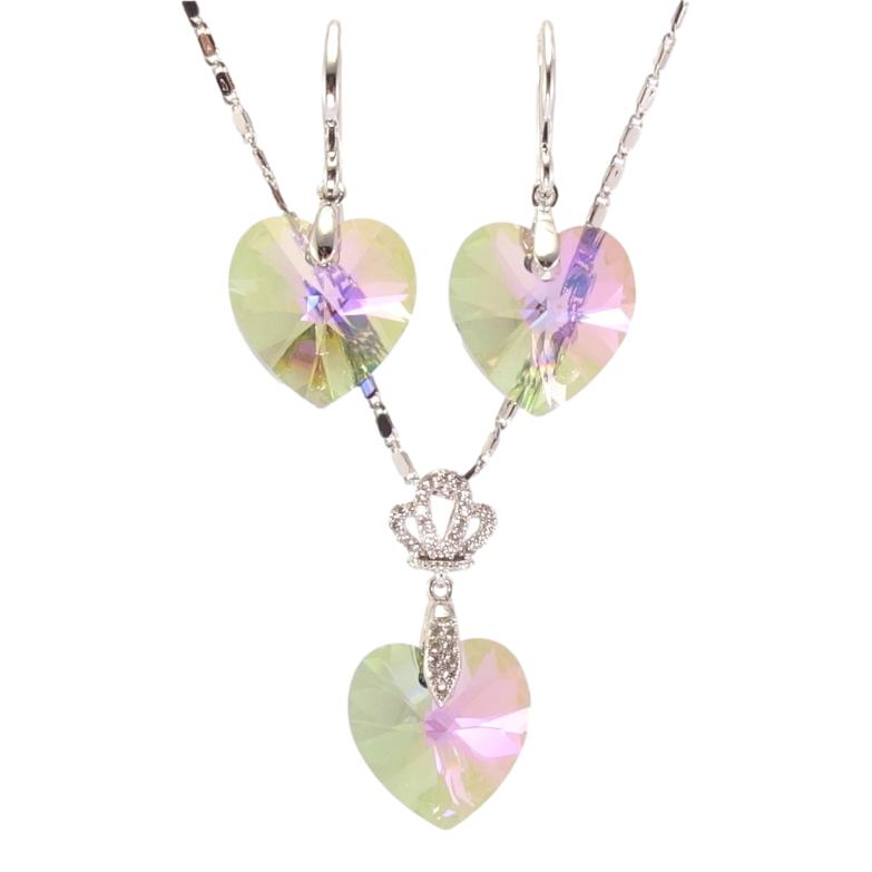 Набір Xuping колір Родій з кр-ми Swarovski Сережки Кулон на ланцюжку Кристальні серця Vitrail Light довжина фото №2